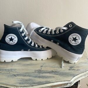 Converse black platform sneakers